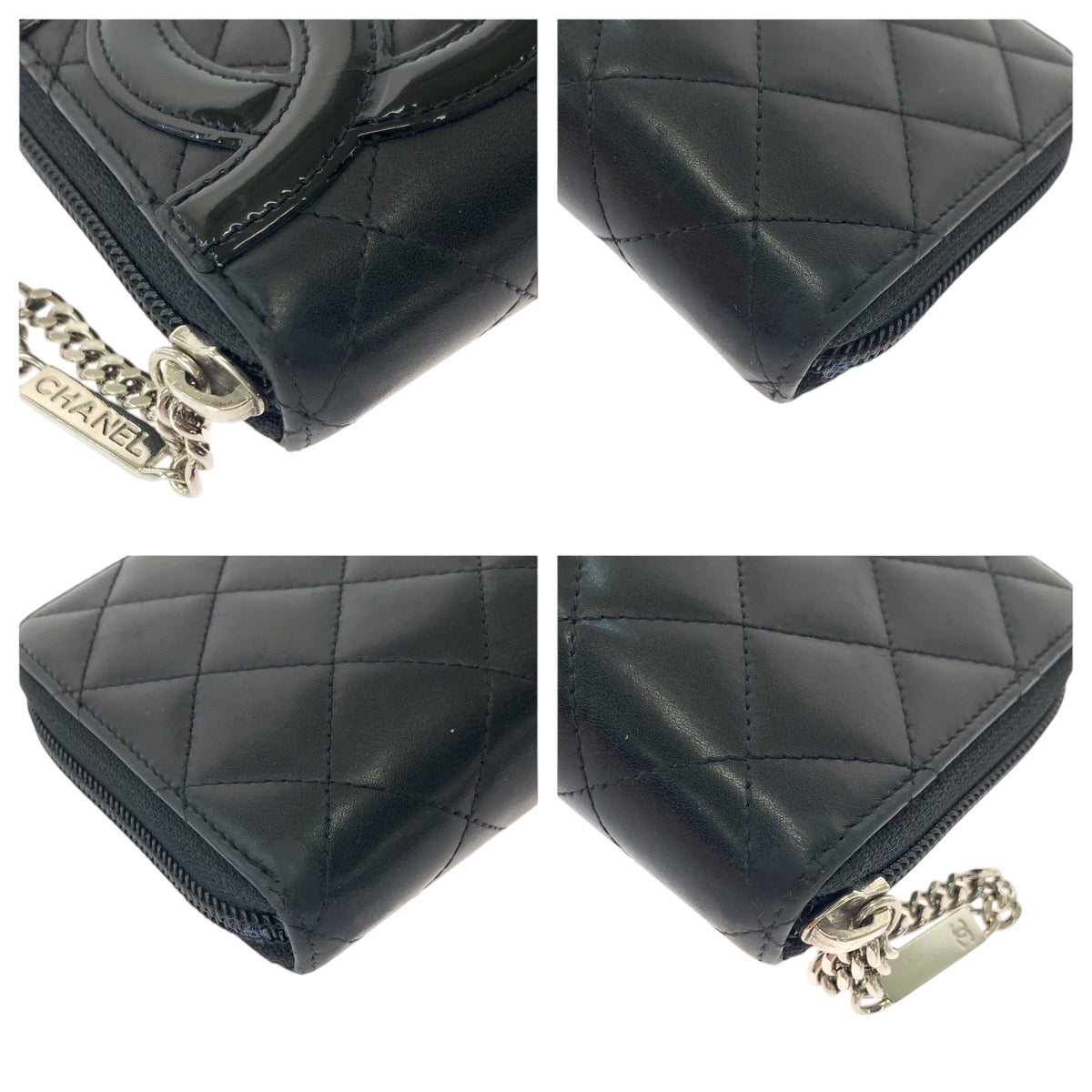 18360
CHANEL シャネル カンボンライン ココマーク ブラック 黒 シルバー金具 カーフ 長財布 ラウンドファスナー  レディース AB38