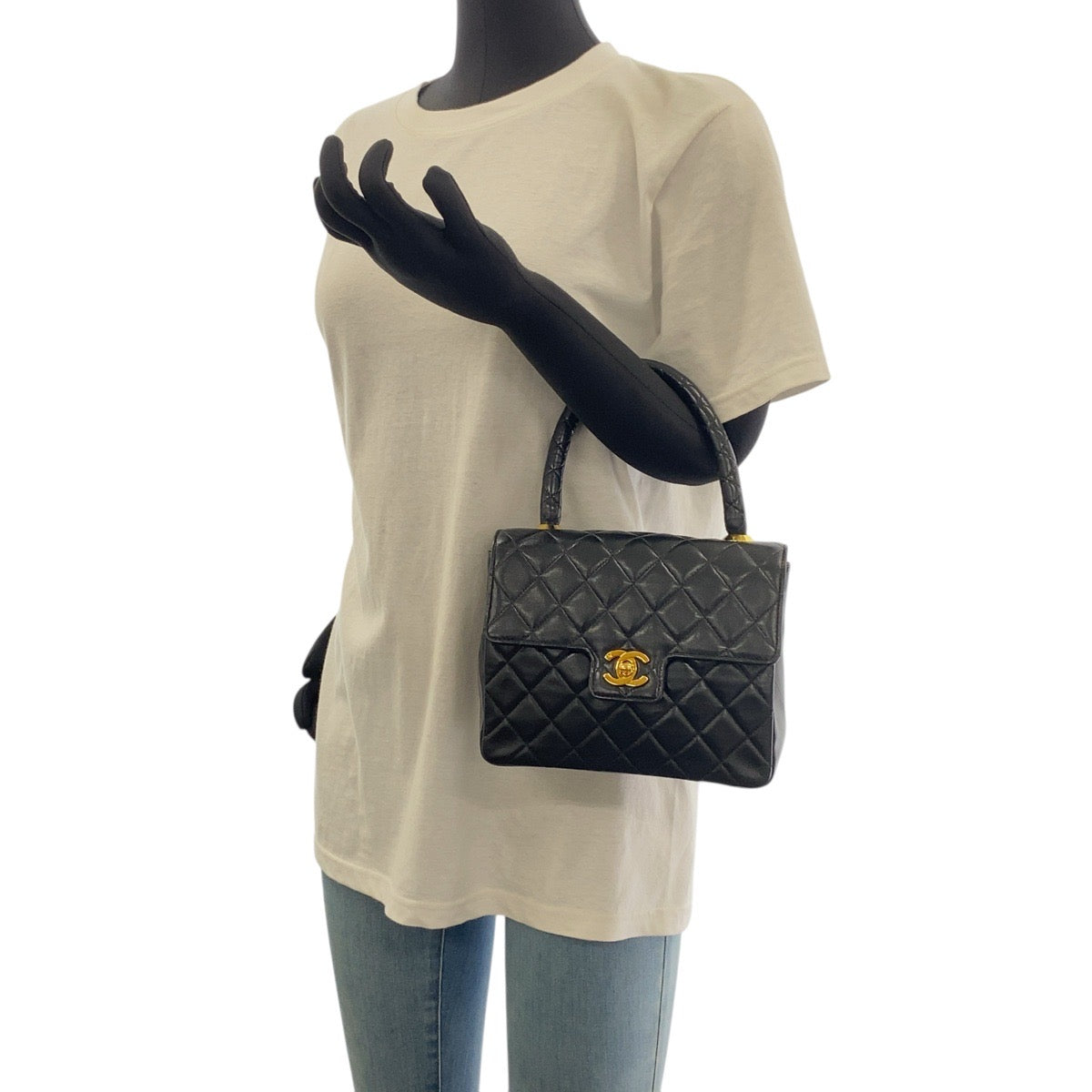 18371
CHANEL シャネル ヴィンテージ マトラッセ ココマーク ターンロック ブラック 黒 ゴールド金具 ラムスキン ハンドバッグ レディース A298