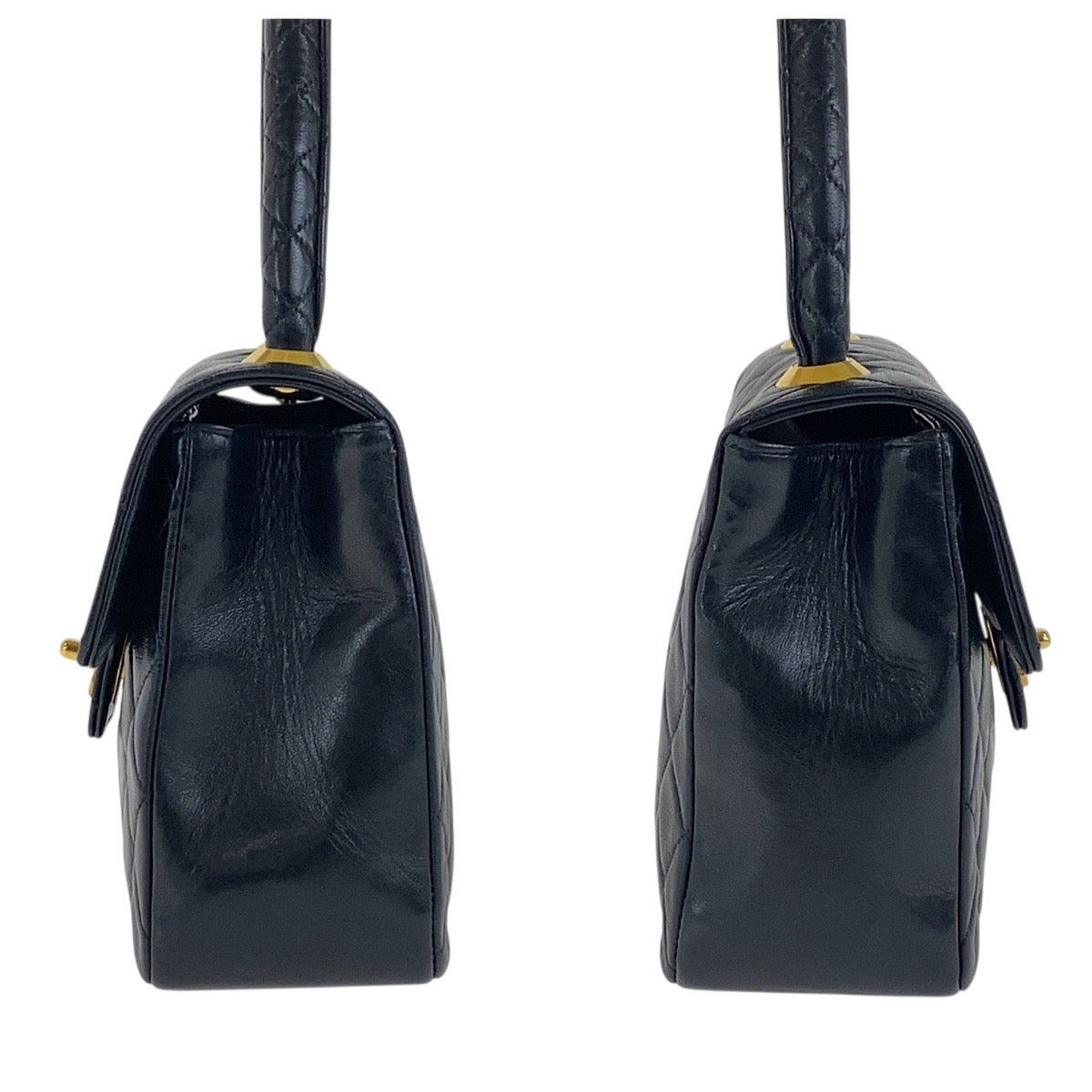 18371
CHANEL シャネル ヴィンテージ マトラッセ ココマーク ターンロック ブラック 黒 ゴールド金具 ラムスキン ハンドバッグ レディース A298