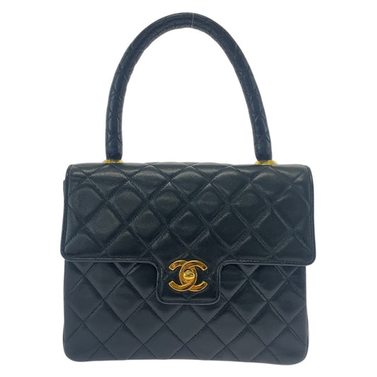 18371
CHANEL シャネル ヴィンテージ マトラッセ ココマーク ターンロック ブラック 黒 ゴールド金具 ラムスキン ハンドバッグ レディース A298