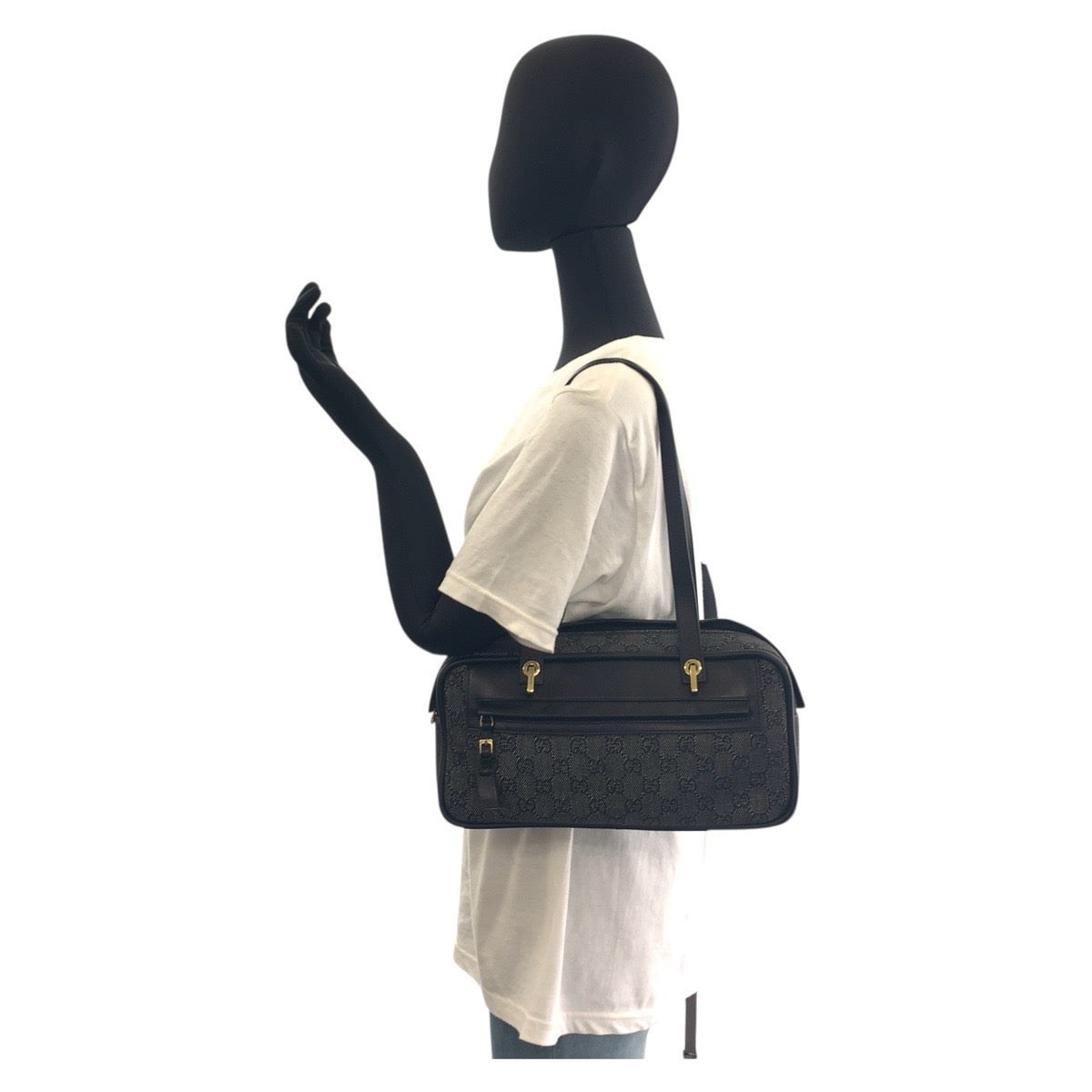 18372
GUCCI グッチ ブラック ゴールド金具 GGキャンバス / レザー 92729 ショルダーバッグ  レディース AB