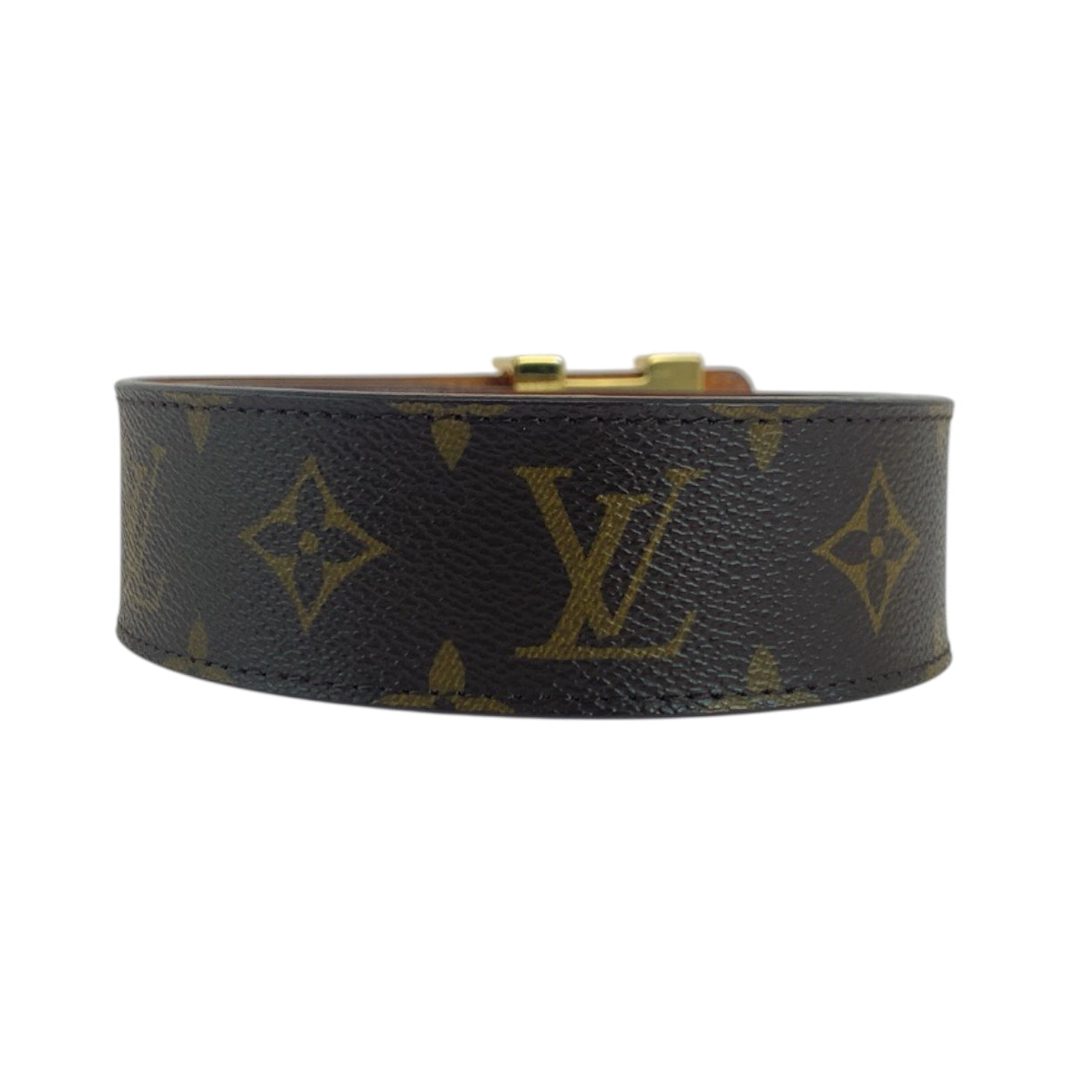 18373
LOUIS VUITTON ルイヴィトン モノグラム サンチュール イニシアル 85cm/34inc ブラウン ゴールド金具 PVC M9608 ベルト バックル  メンズ AB40