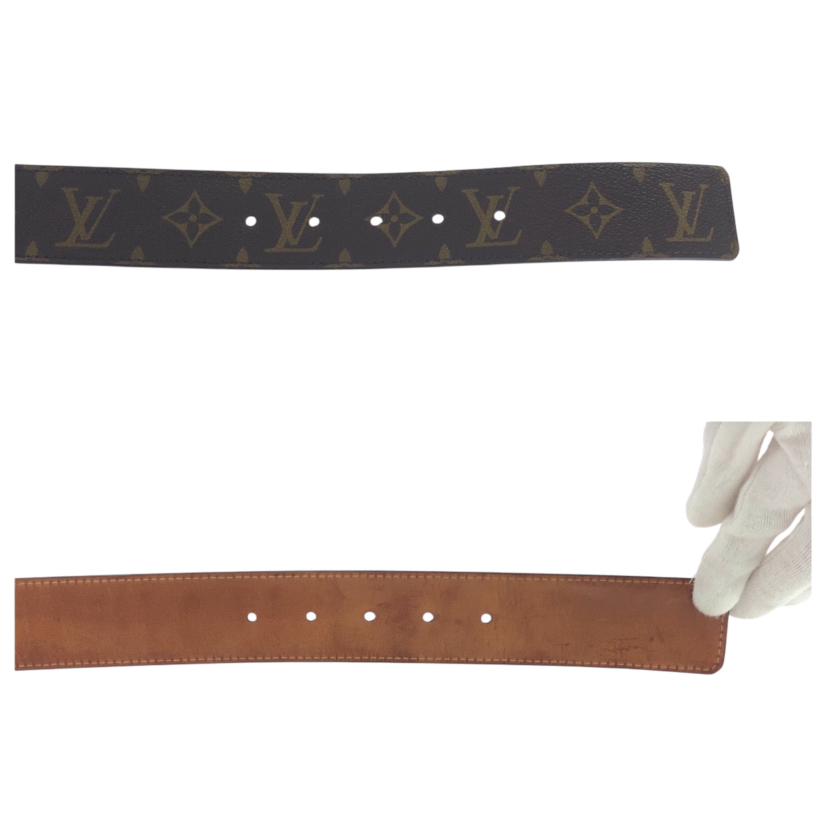 18373
LOUIS VUITTON ルイヴィトン モノグラム サンチュール イニシアル 85cm/34inc ブラウン ゴールド金具 PVC M9608 ベルト バックル  メンズ AB40