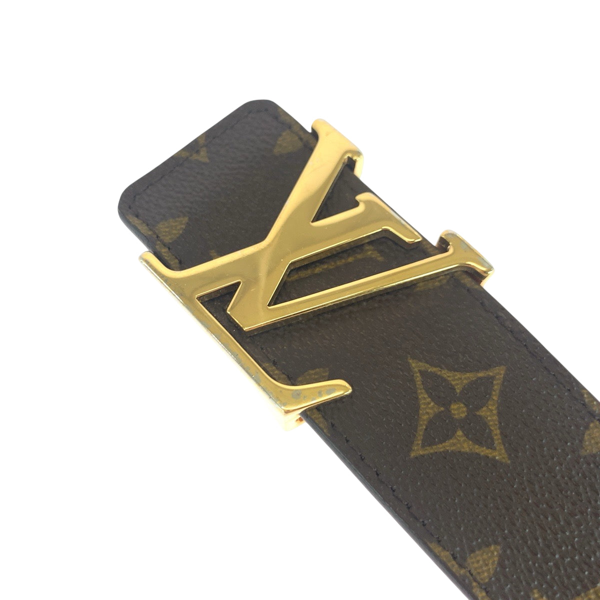 18373
LOUIS VUITTON ルイヴィトン モノグラム サンチュール イニシアル 85cm/34inc ブラウン ゴールド金具 PVC M9608 ベルト バックル  メンズ AB40