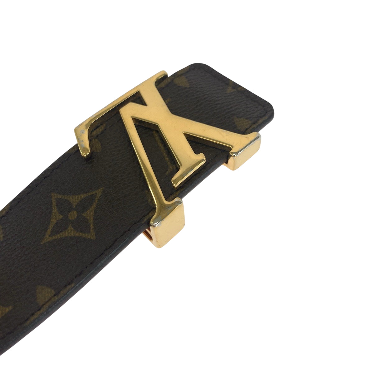 18373
LOUIS VUITTON ルイヴィトン モノグラム サンチュール イニシアル 85cm/34inc ブラウン ゴールド金具 PVC M9608 ベルト バックル  メンズ AB40