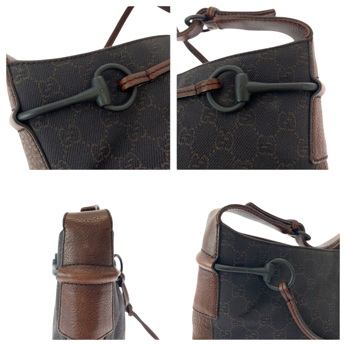 18374
GUCCI グッチ ホースビット ブラウン ブラック金具 GGキャンバス 101975 ショルダーバッグ 肩掛け  レディース ABP40