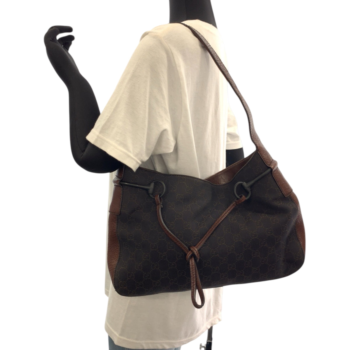 18374
GUCCI グッチ ホースビット ブラウン ブラック金具 GGキャンバス 101975 ショルダーバッグ 肩掛け  レディース ABP40