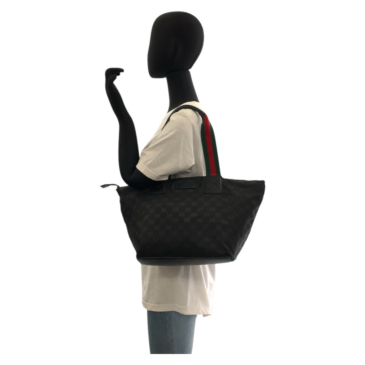 18376
GUCCI グッチ シェリーライン ブラック 黒 GGキャンバス / レザー 131230 トートバッグ ショルダーバッグ  レディース