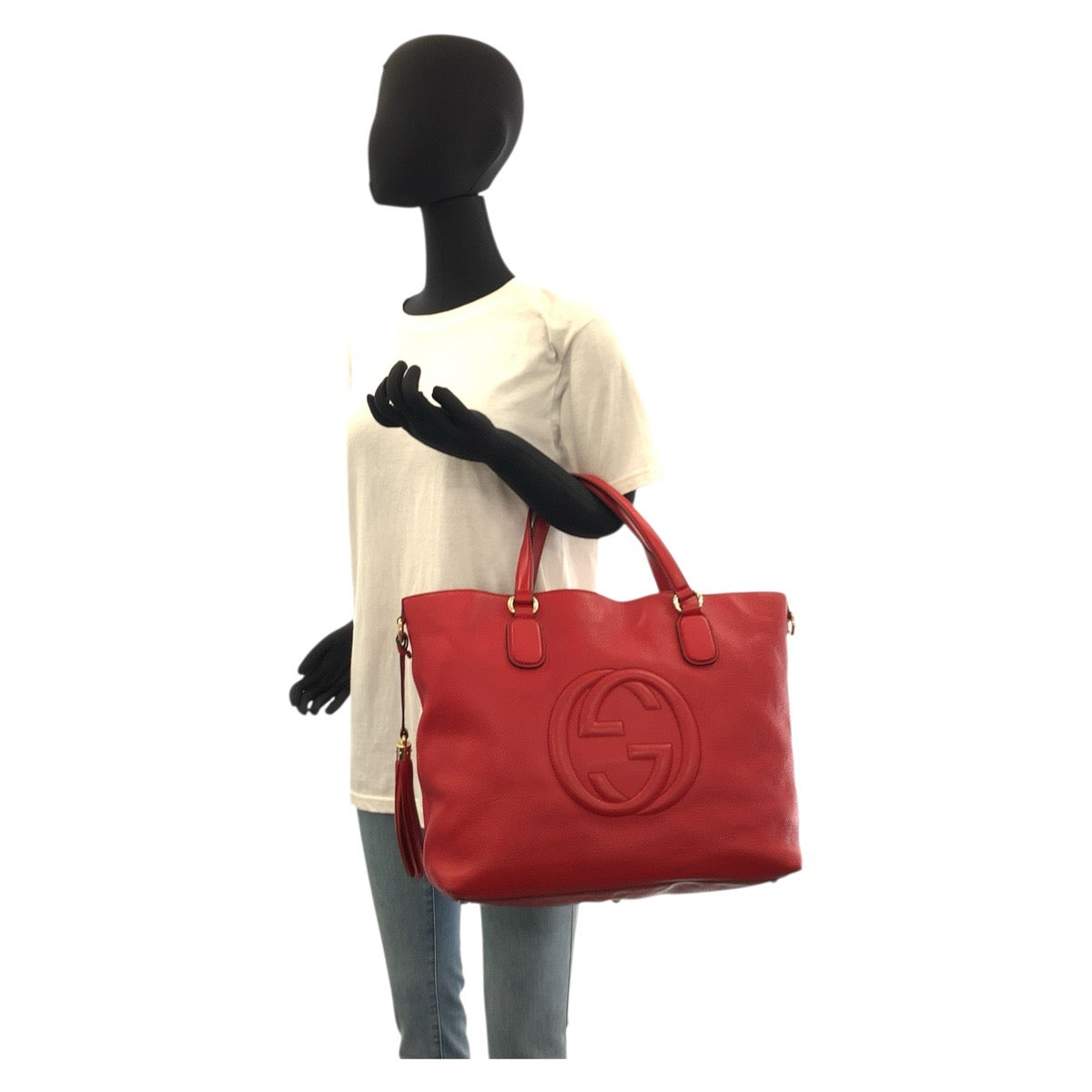 18380
GUCCI グッチ ソーホー レッド ゴールド金具 レザー 282303 トートバッグ ハンドバッグ レディース ABP68