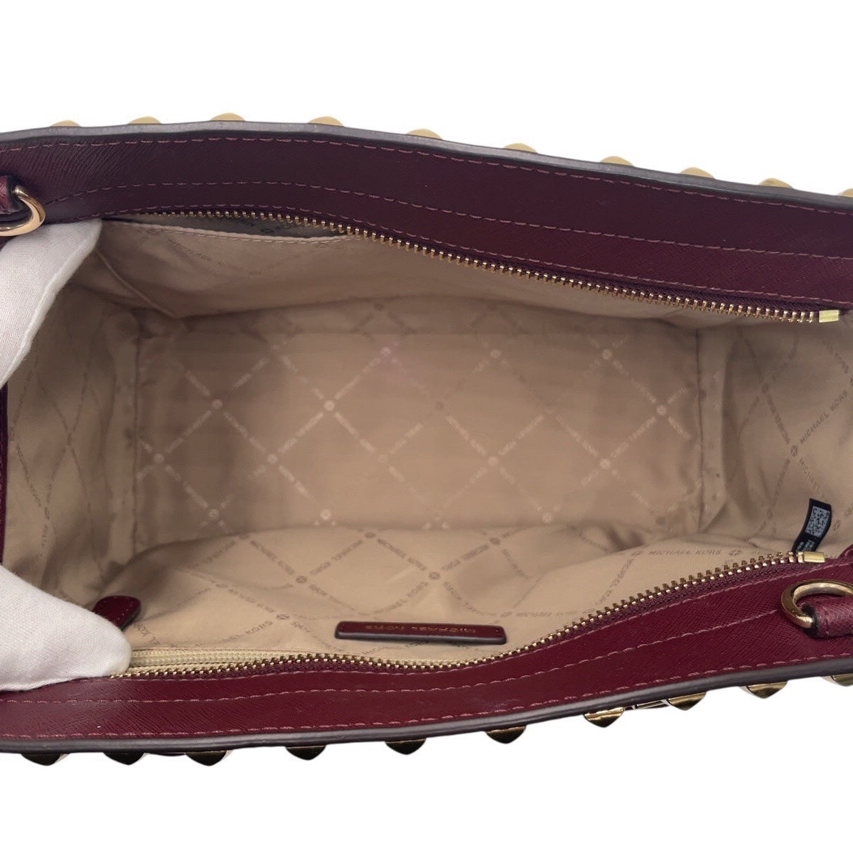 18382
Michael Kors マイケルコース スタッズ ワインレッド ボルドー ゴールド金具 レザー トートバッグ ショルダーバッグ 2way  レディース ABP15