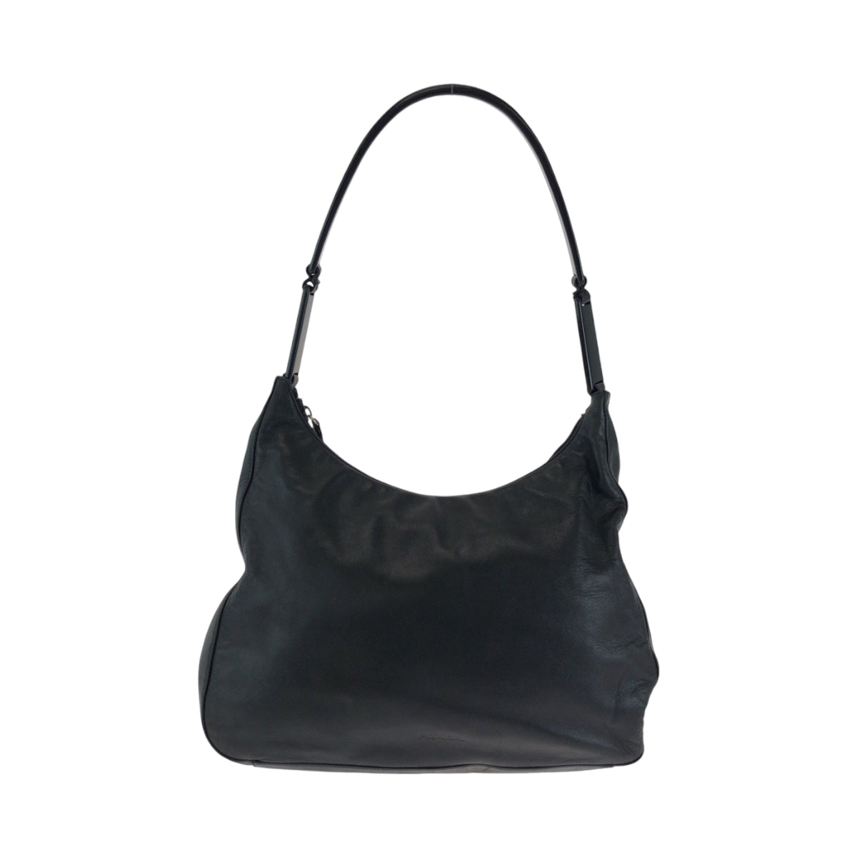 18384
PRADA プラダ プラスチックハンドル ロゴ ブラック 黒 プラスチック / レザー ホーボー プラハンドル ショルダーバッグ  レディース AB34