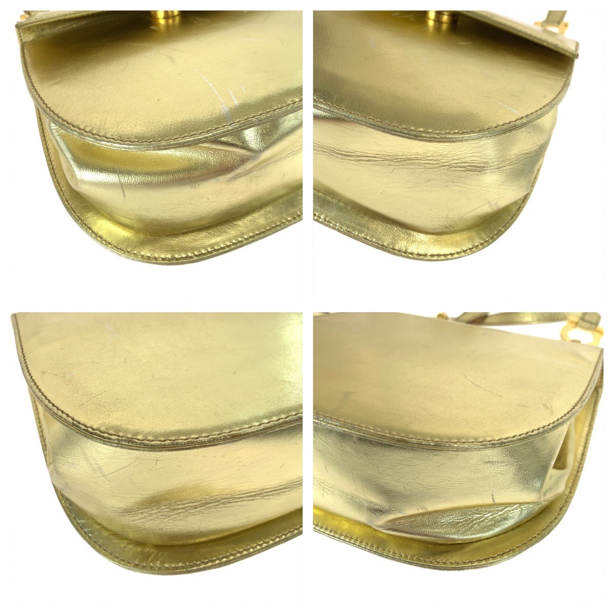 18387
Salvatore Ferragamo サルヴァトーレフェラガモ ヴィンテージ ガンチーニ ゴールド ゴールド金具 レザー / メタリックレザー P213151 ショルダーバッグ 斜め掛け ポシェット  レディース AB34