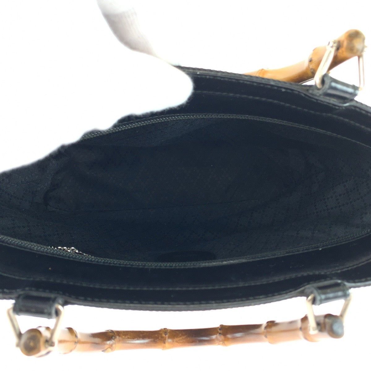 18389
GUCCI グッチ ヴィンテージ バンブー ブラック シルバー金具 キャンバス / レザー 000 1998 0540 トートバッグ ハンドバッグ  レディース ABP25