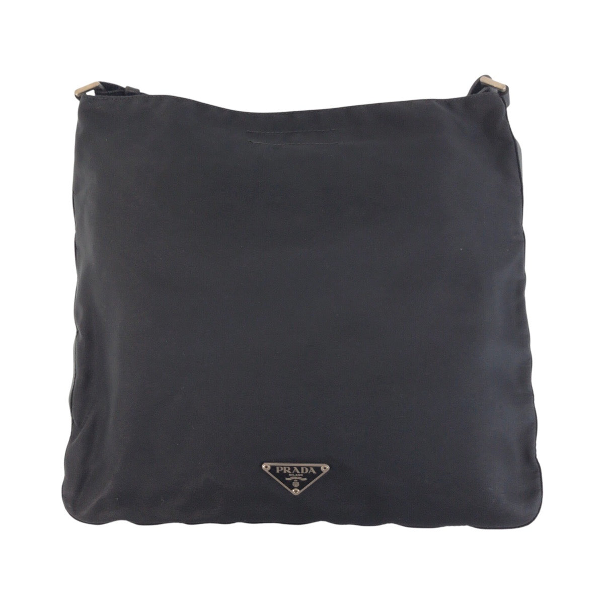 18390
PRADA プラダ テスート 三角ロゴプレート ブラック 黒 シルバー金具 ナイロン 斜め掛け ショルダーバッグ メッセンジャーバッグ  レディース ABP34
