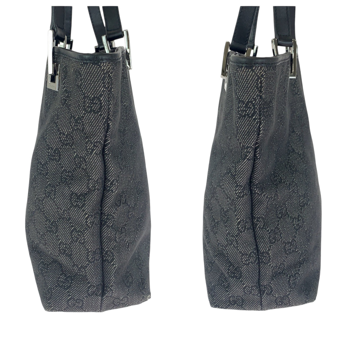 18391
GUCCI グッチ ブラック 黒 シルバー金具 GGキャンバス 31244 トートバッグ ハンドバッグ  レディース AB34