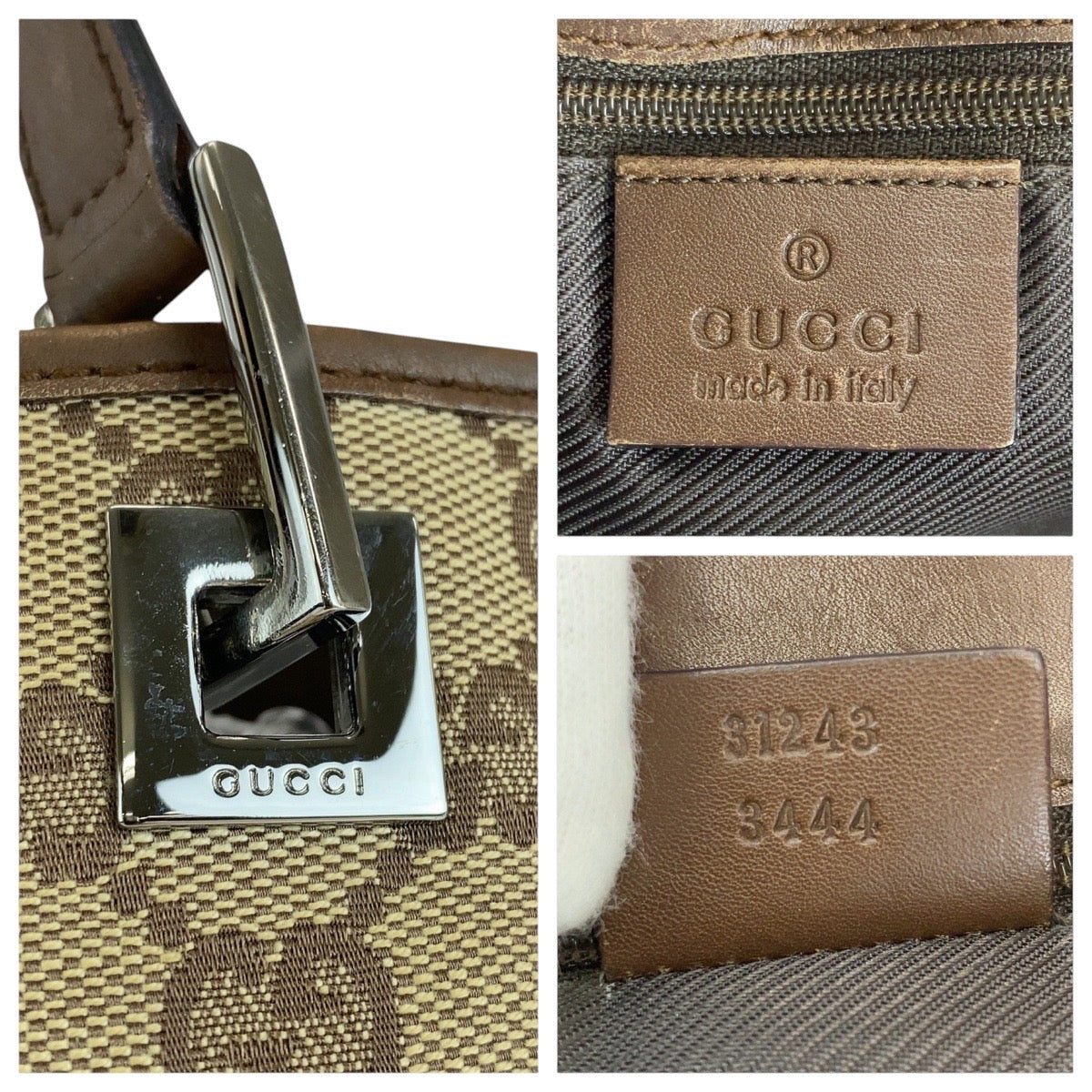 18394
GUCCI グッチ ベージュ ブラウン GGキャンバス / レザー 31243 トートバッグ ショルダーバッグ  レディース AB34