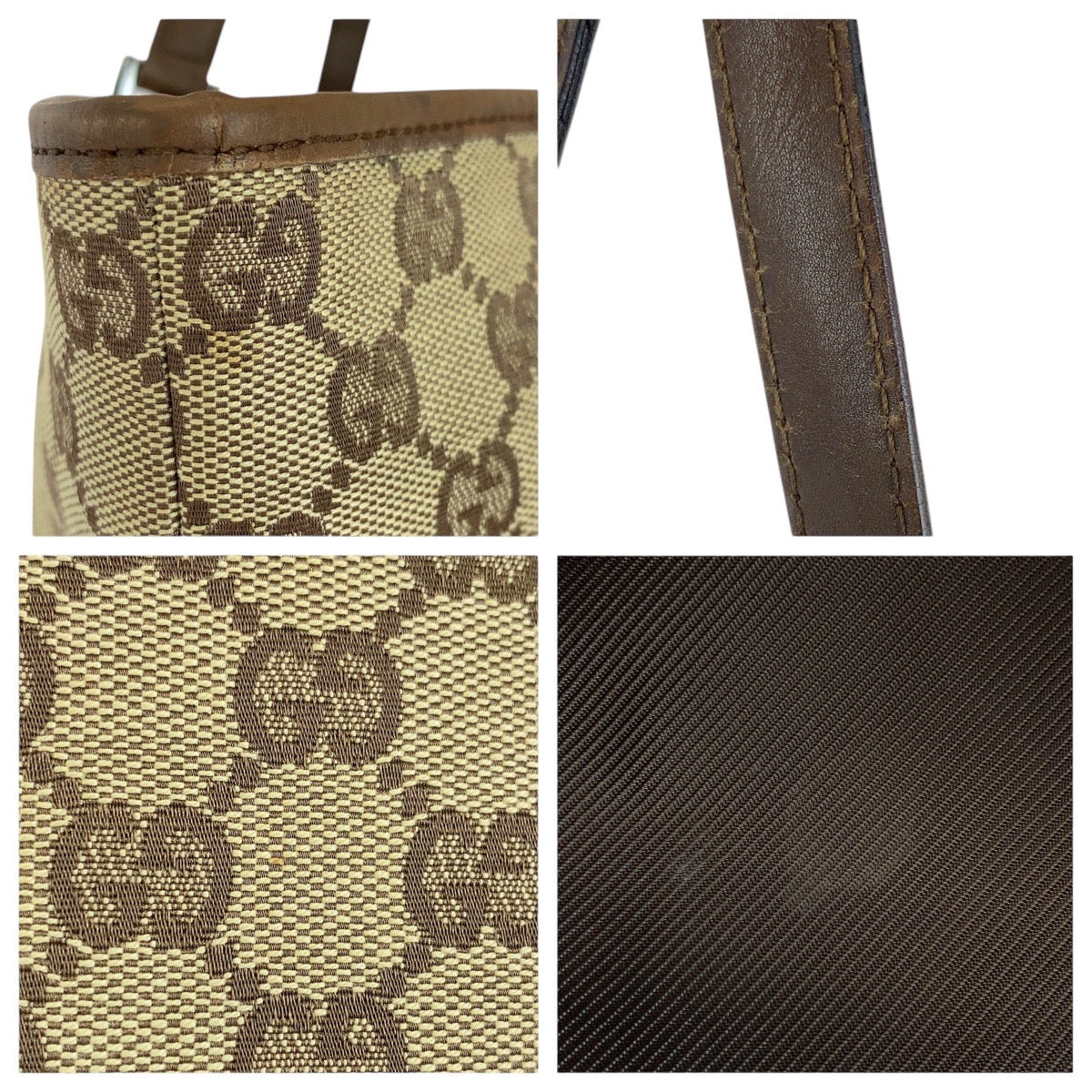 18394
GUCCI グッチ ベージュ ブラウン GGキャンバス / レザー 31243 トートバッグ ショルダーバッグ  レディース AB34