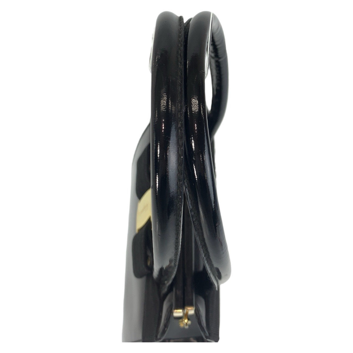 18395
Salvatore Ferragamo サルヴァトーレフェラガモ ヴィンテージ ヴァラリボン ブラック 黒 ゴールド金具 パテントレザー ハンドバッグ レディース ABP39