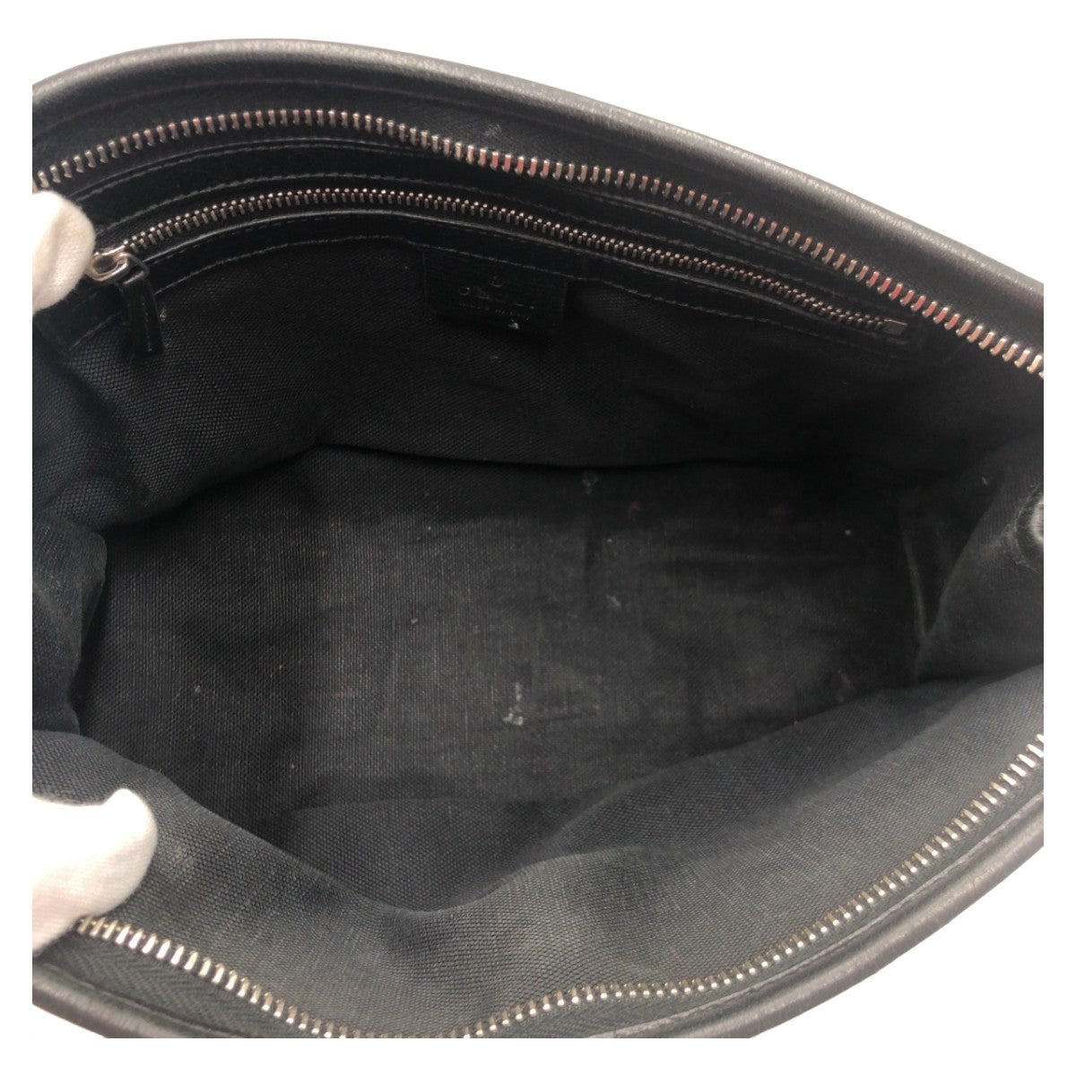 18396
GUCCI グッチ インターロッキング ブラック レザー クラッチバッグ セカンドバッグ  メンズ ABP30