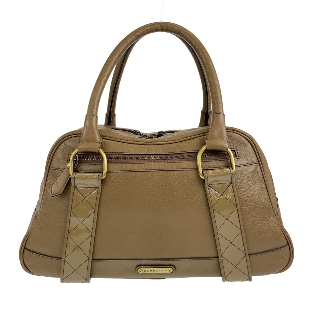 18398
BURBERRY バーバリー 中チェック柄 カーキ ブラウン ゴールド金具 レザー ハンドバッグ ショルダーバッグ レディース ABP32