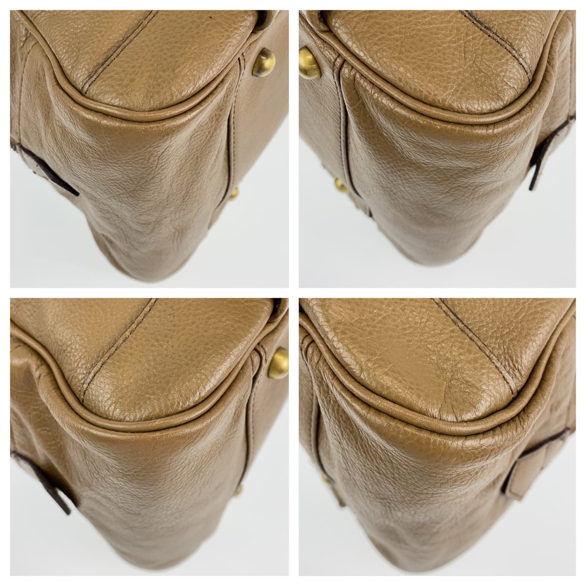 18398
BURBERRY バーバリー 中チェック柄 カーキ ブラウン ゴールド金具 レザー ハンドバッグ ショルダーバッグ   レディース ABP32