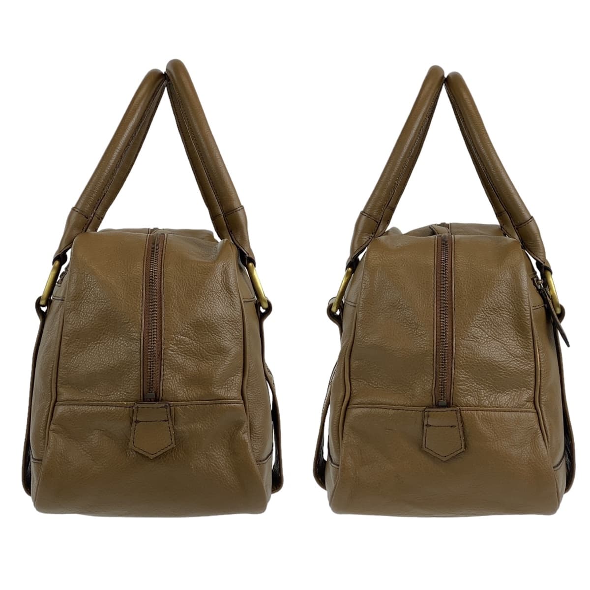 18398
BURBERRY バーバリー 中チェック柄 カーキ ブラウン ゴールド金具 レザー ハンドバッグ ショルダーバッグ   レディース ABP32