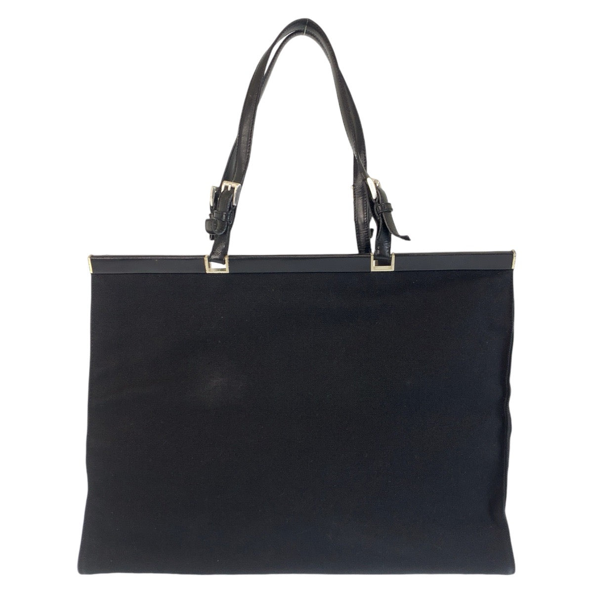 18400
PRADA プラダ 三角ロゴプレート ブラック 黒 シルバー金具 キャンバス トートバッグ ショルダーバッグ  レディース AB38