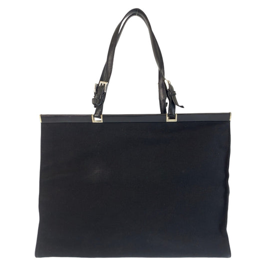 18400
PRADA プラダ 三角ロゴプレート ブラック 黒 シルバー金具 キャンバス トートバッグ ショルダーバッグ  レディース AB38