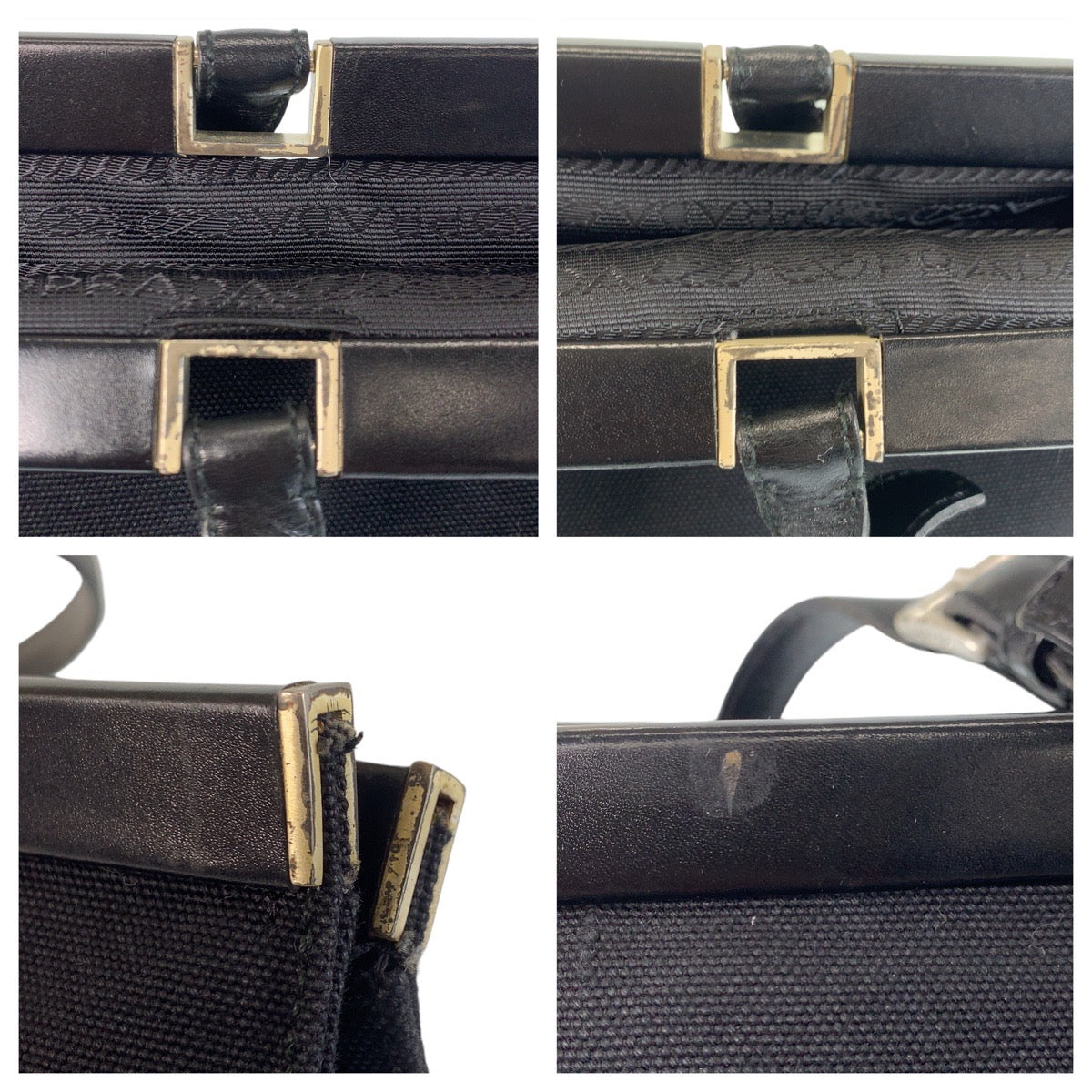 18400
PRADA プラダ 三角ロゴプレート ブラック 黒 シルバー金具 キャンバス トートバッグ ショルダーバッグ  レディース AB38