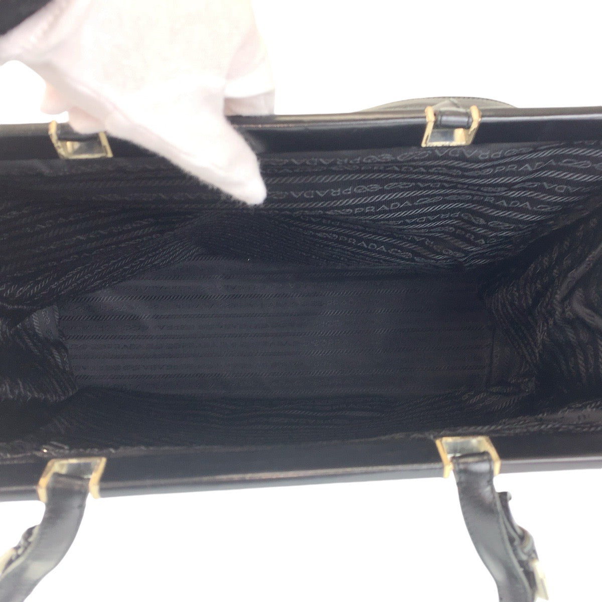 18400
PRADA プラダ 三角ロゴプレート ブラック 黒 シルバー金具 キャンバス トートバッグ ショルダーバッグ  レディース AB38