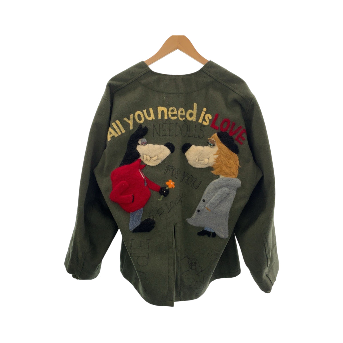18401
Needles Needles Dog Khaki Multi-color Wool Collarless Jacket Coverall Men's A28