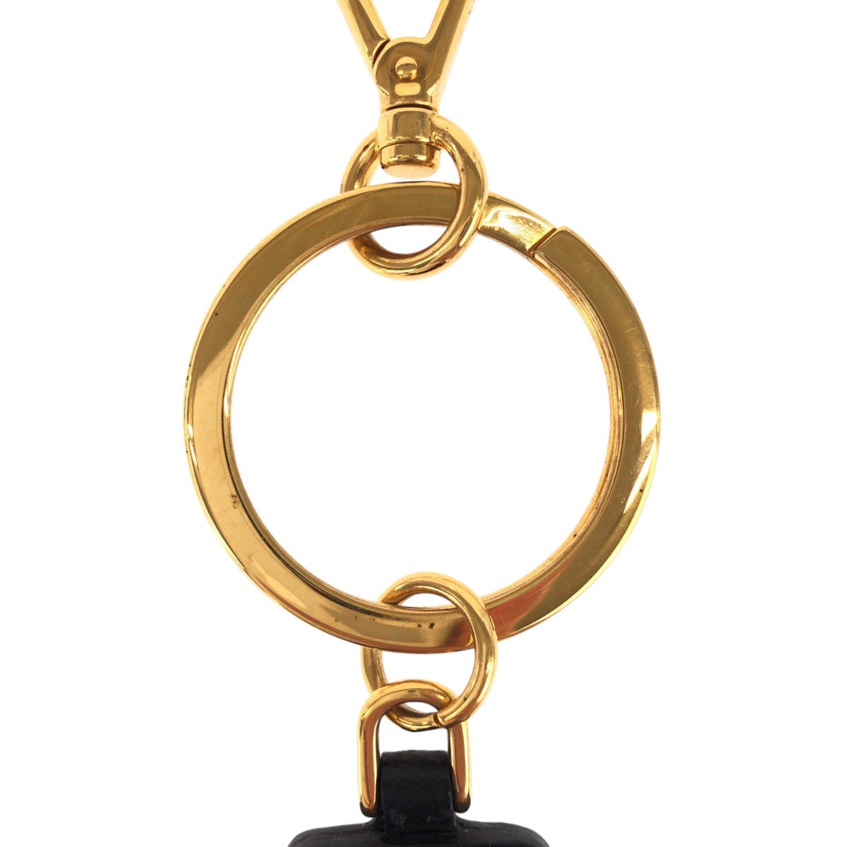 18411
PRADA プラダ サフィアーノ ブラック ネイビー ゴールド金具 レザー キーホルダー 男女兼用  レディース