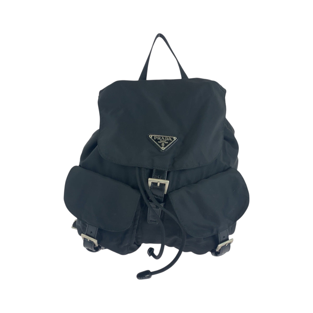 18413
PRADA プラダ テスート 三角ロゴプレート ブラック 黒 シルバー金具 ナイロン リュックサック バックパック  レディース ABP50