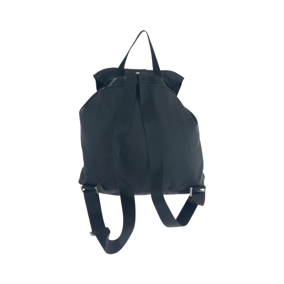 18413
PRADA プラダ テスート 三角ロゴプレート ブラック 黒 シルバー金具 ナイロン リュックサック バックパック  レディース ABP50