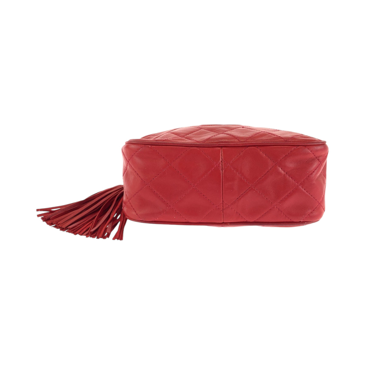 18417
CHANEL シャネル ヴィンテージ マトラッセ ココマーク フリンジ タッセル レッド ゴールド金具 ラムスキン ショルダーバッグ 肩掛け  レディース ABP190