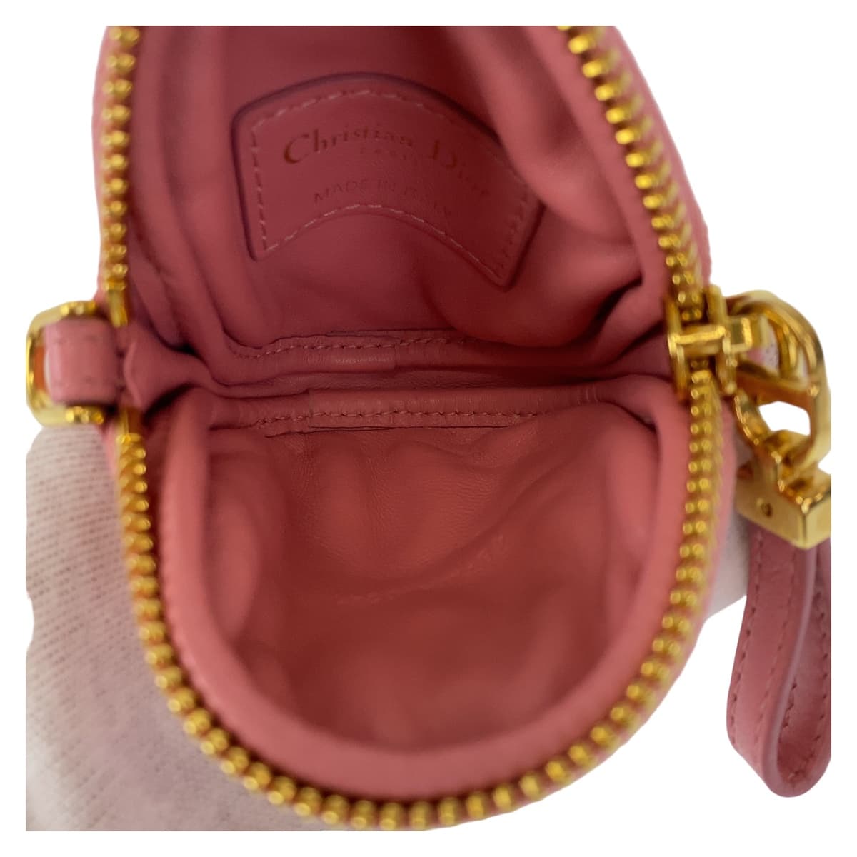 18422
Dior ディオール カナージュ カロ ミニラウンド ピンク ゴールド金具 レザー ショルダーバッグ ポーチ レディース ABP85