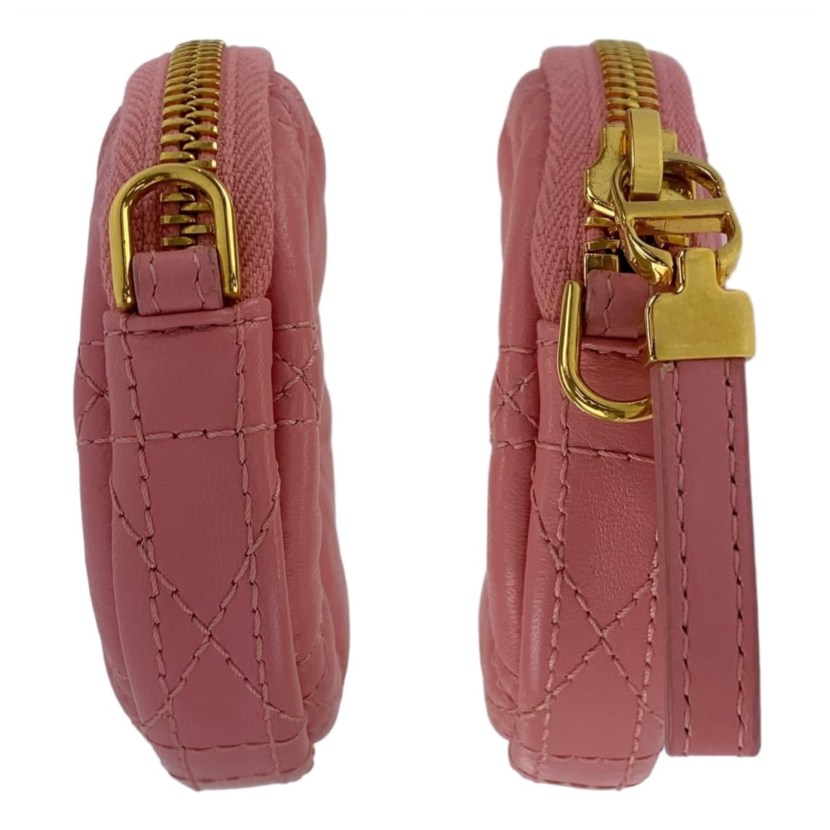 18422
Dior ディオール カナージュ カロ ミニラウンド ピンク ゴールド金具 レザー ショルダーバッグ ポーチ レディース ABP85