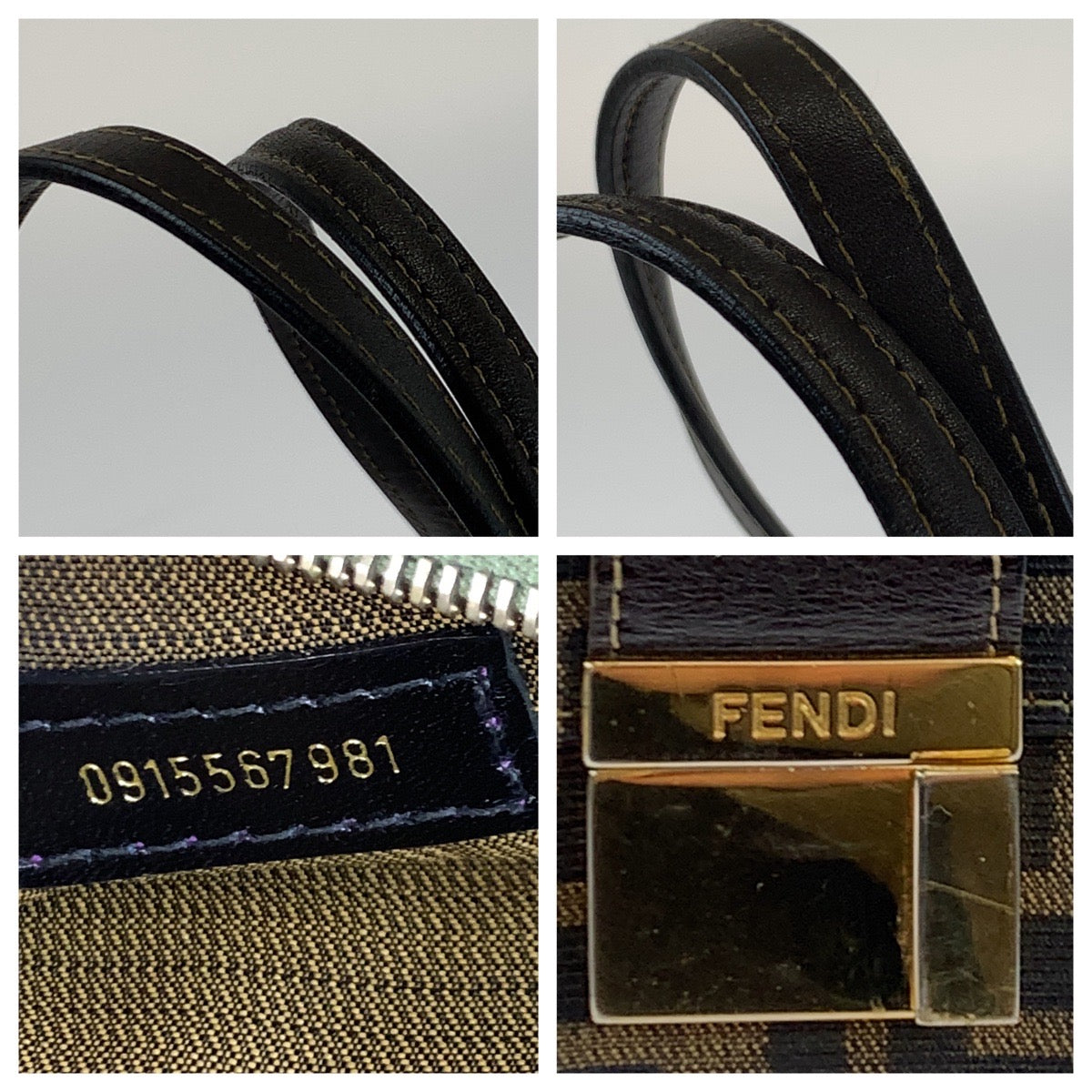 18424
FENDI フェンディ ヴィンテージ ズッカ柄 ブラウン 茶色 ゴールド金具 キャンバス 肩掛け ショルダーバッグ ハンドバッグ レディース AB80