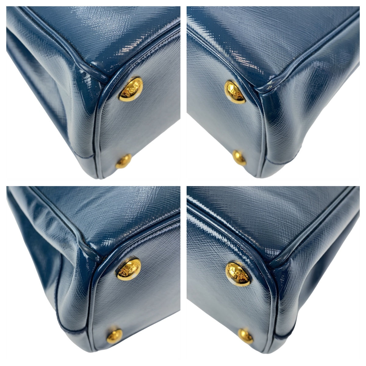 18426
PRADA プラダ サフィアーノ 三角ロゴプレート ブルー 青 ゴールド金具 レザー 2way ハンドバッグ 斜め掛け ショルダーバッグ レディース ABP66