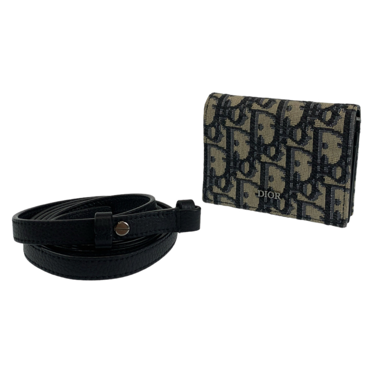 18428
Dior ディオール オブリーク トロッター ネイビー シルバー金具 キャンバス ショルダーバッグ ウェアラブルウォレット 斜め掛け ショルダーバッグ  レディース A62