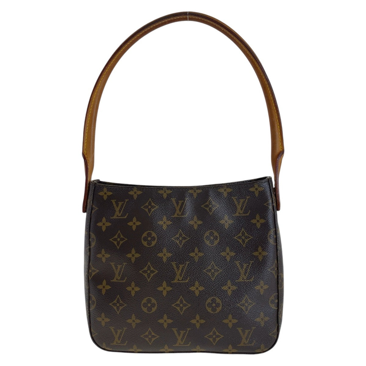 18433
LOUIS VUITTON ルイヴィトン モノグラム ルーピングMM ブラウン ゴールド金具 PVC / レザー M51146 ショルダーバッグ  レディース AB54