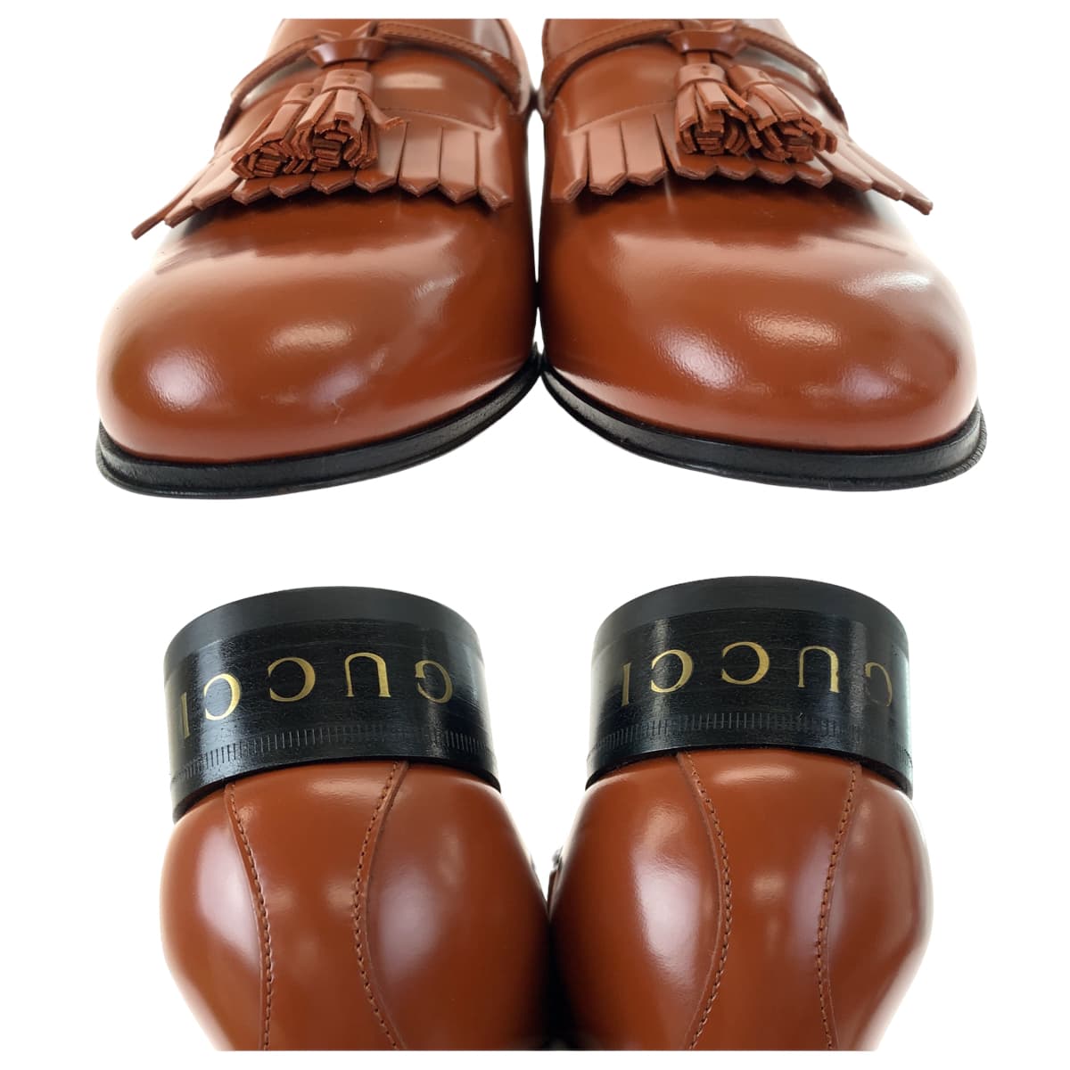 18439
GUCCI グッチ タッセル サイズ6 ブラウン 茶 レザー 714681 ローファー 革靴 ドレスシューズ メンズ S68