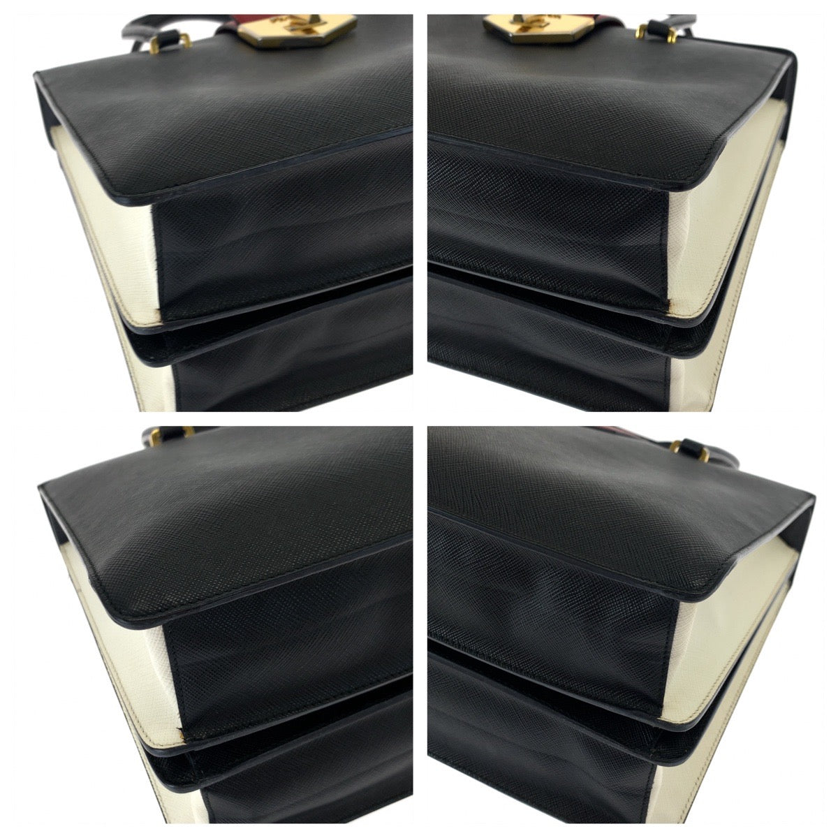 18443
PRADA プラダ サフィアーノ ブラック レッド ゴールド金具 レザー B2725C ハンドバッグ トートバッグ  レディース AB52