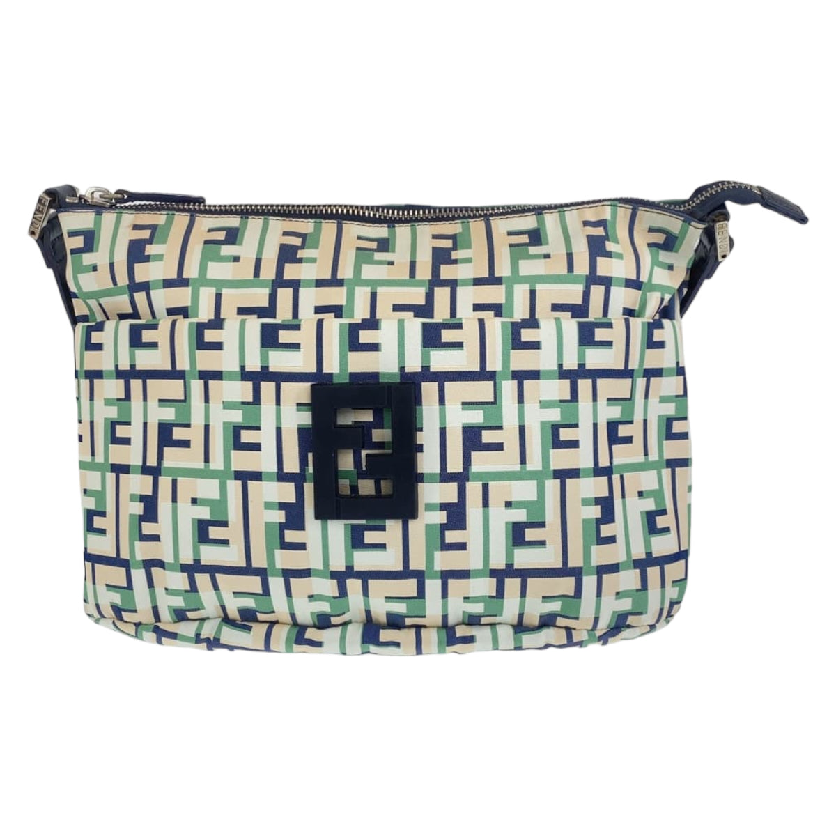18444
FENDI フェンディ ズッカ柄 FFロゴ グリーン 緑 ピンク ネイビー キャンバス 斜め掛け ショルダーバッグ メッセンジャーバッグ  レディース ABP52