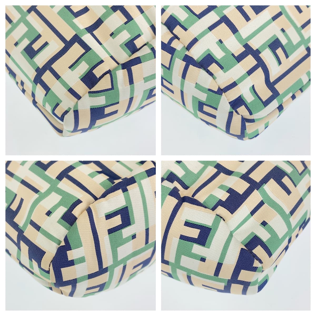 18444
FENDI フェンディ ズッカ柄 FFロゴ グリーン 緑 ピンク ネイビー キャンバス 斜め掛け ショルダーバッグ メッセンジャーバッグ  レディース ABP52