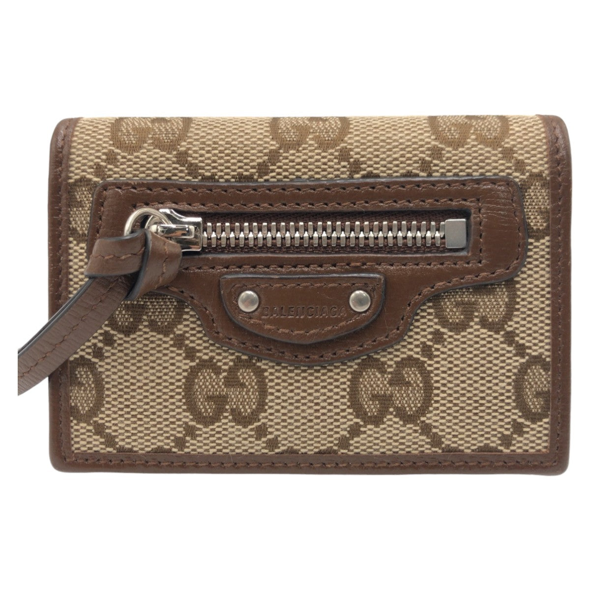 18445
GUCCI グッチ バレンシアガ コラボ ザ ハッカープロジェクト ブラウン 茶 シルバー金具 GGキャンバス 折財布 コンパクトウォレット  レディース A48