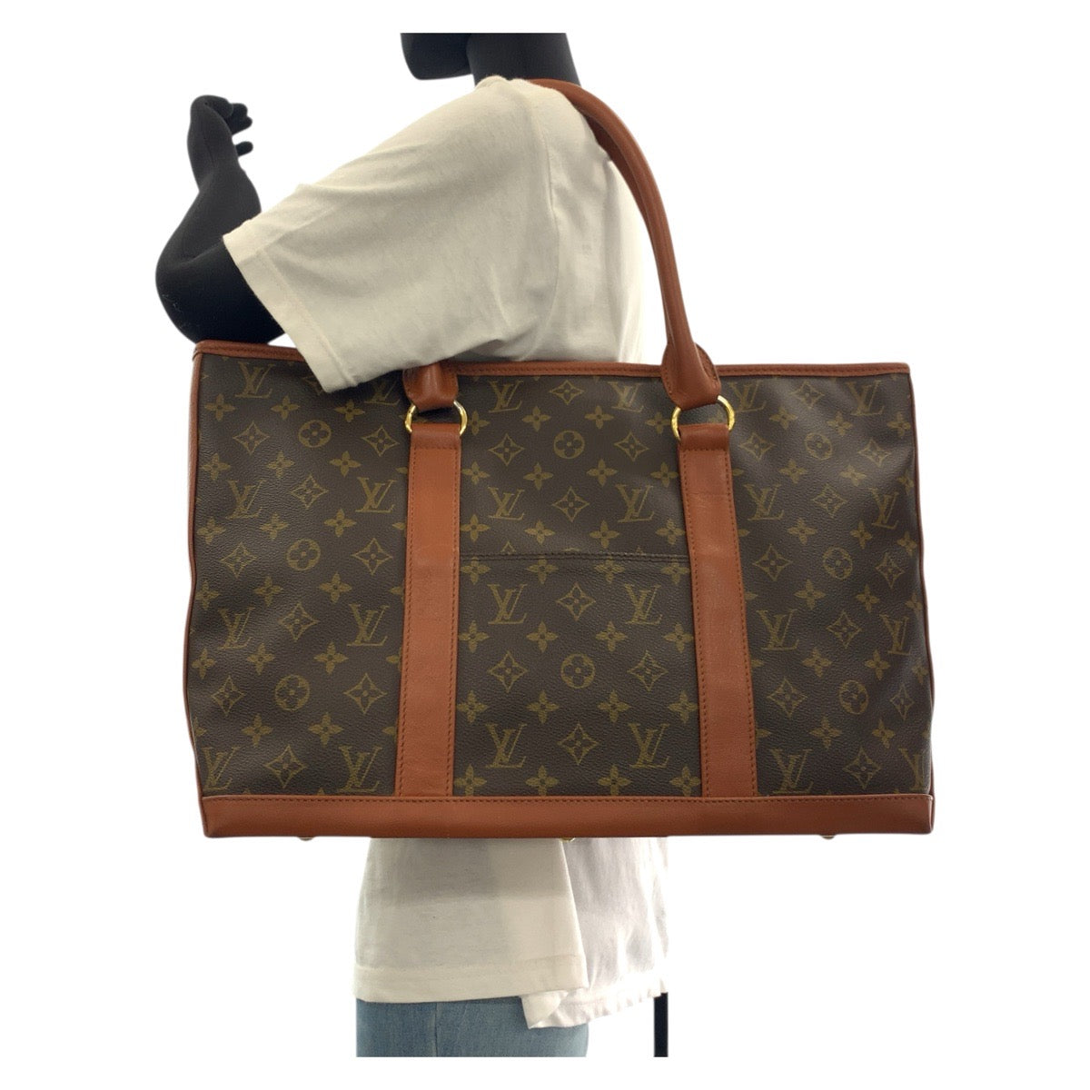 18447
LOUIS VUITTON ルイヴィトン モノグラム サックウィークエンド ブラウン ゴールド金具 PVC / レザー M42425 トートバッグ ショルダーバッグ  レディース AB48