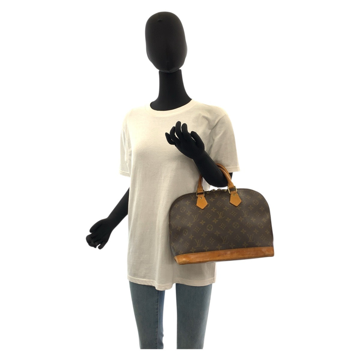 18448
LOUIS VUITTON ルイヴィトン モノグラム アルマ ブラウン ゴールド金具 PVC / レザー M51130 ハンドバッグ  レディース AB40
