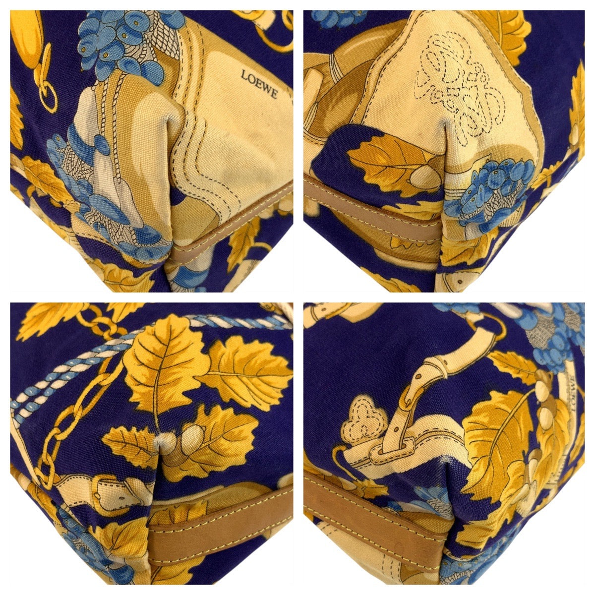 18450
LOEWE ロエベ ヴィンテージ ブルー マルチカラー キャンバス / レザー トートバッグ ショルダーバッグ レディース ABP50