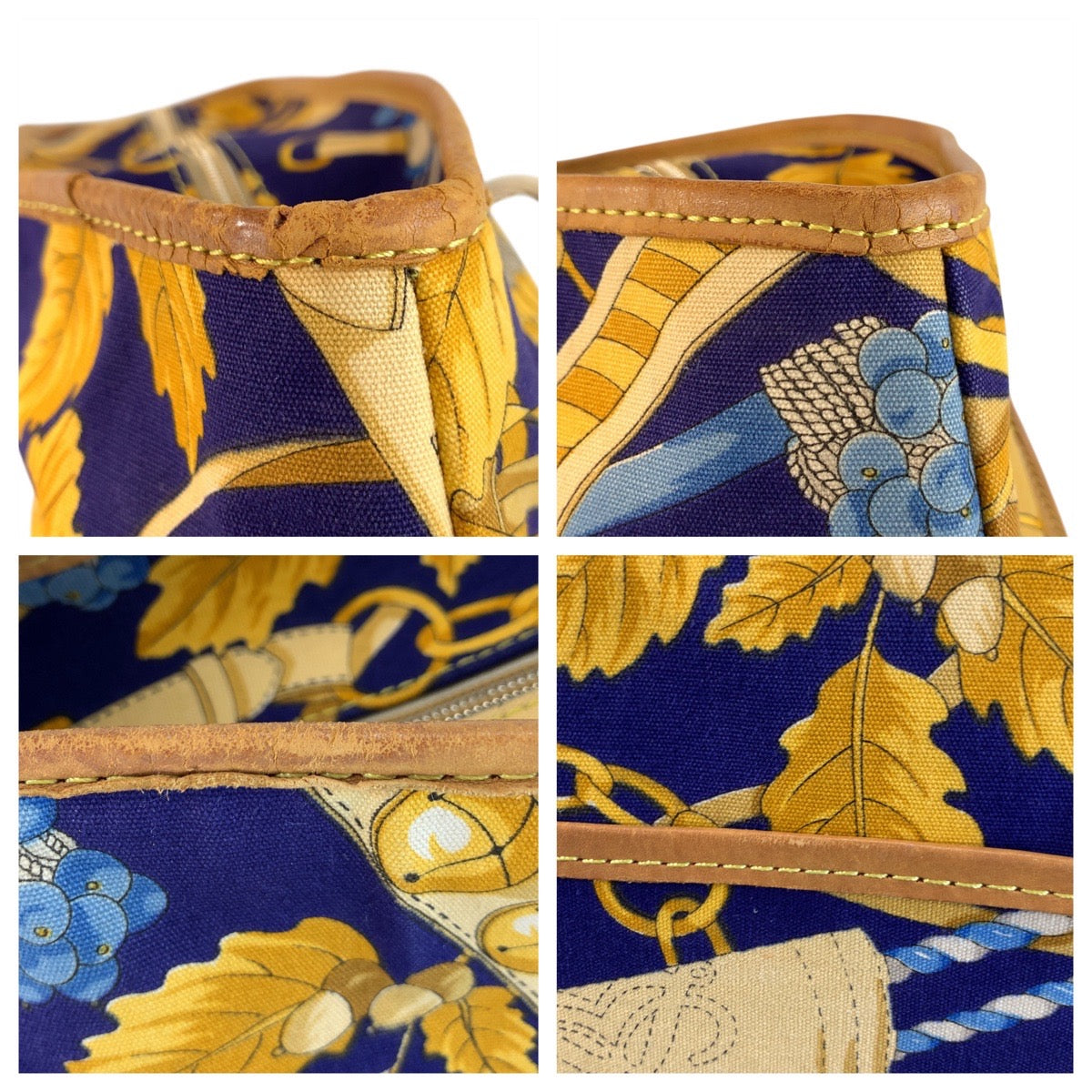 18450
LOEWE ロエベ ヴィンテージ ブルー マルチカラー キャンバス / レザー トートバッグ ショルダーバッグ レディース ABP50